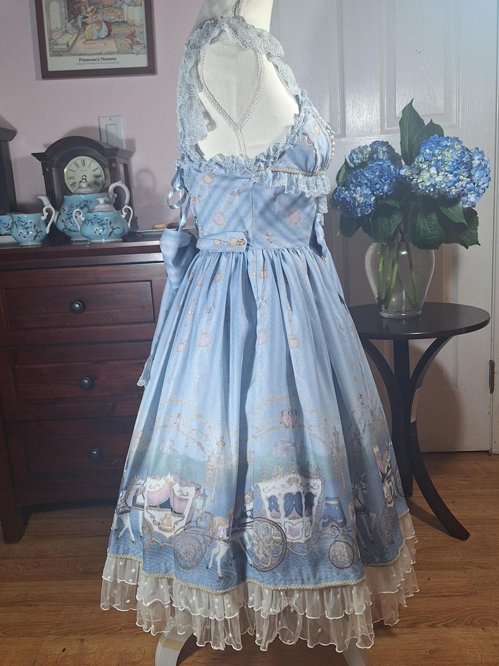 Angelic Pretty Sax Blue Horse & Carriage Pearl JSK | Old School Sweet Lolita 💙 - Picture 4 of 16